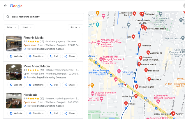 Example Map Listings Result
