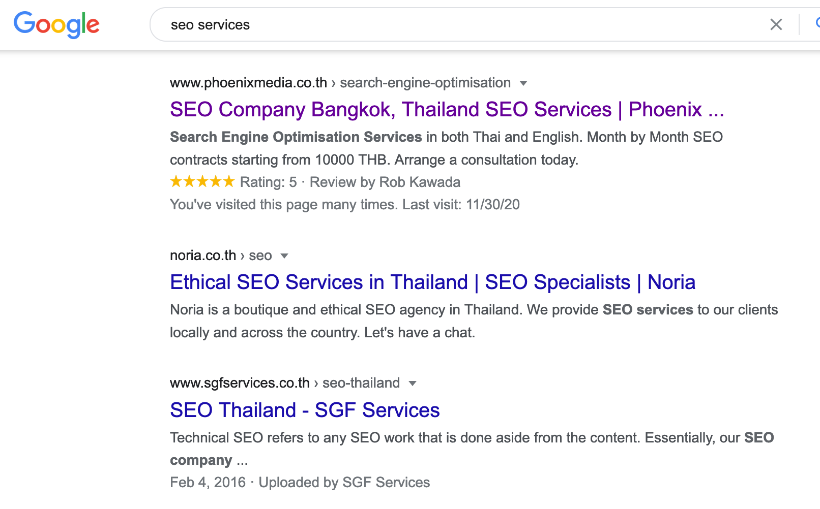 Competitor serp