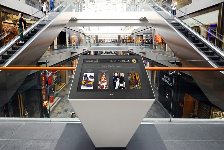 Abuzz digital directory in the Marina Bay Sands atrium