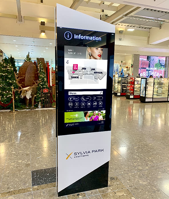 Abuzz information totem at Sylvia Park shopping centre