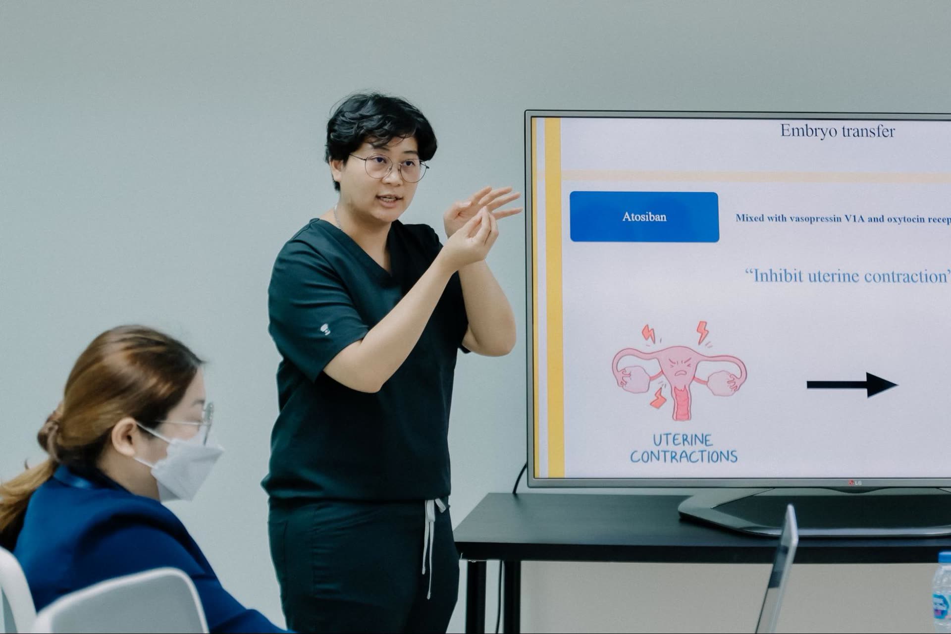First Fertility doctor presenting an embryo transfer training session