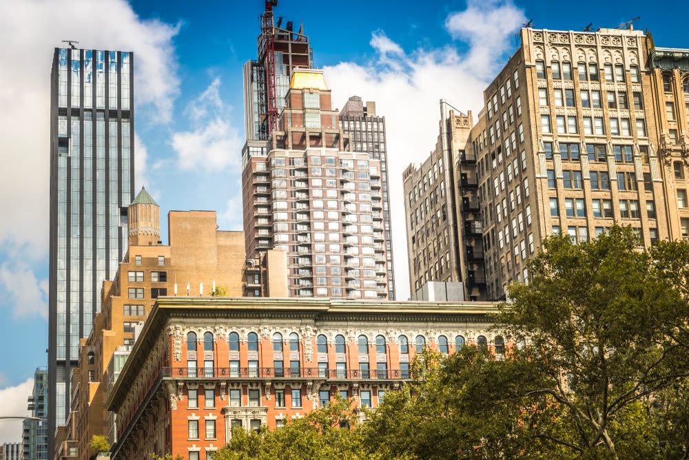 Office and residential towers in a major financial city