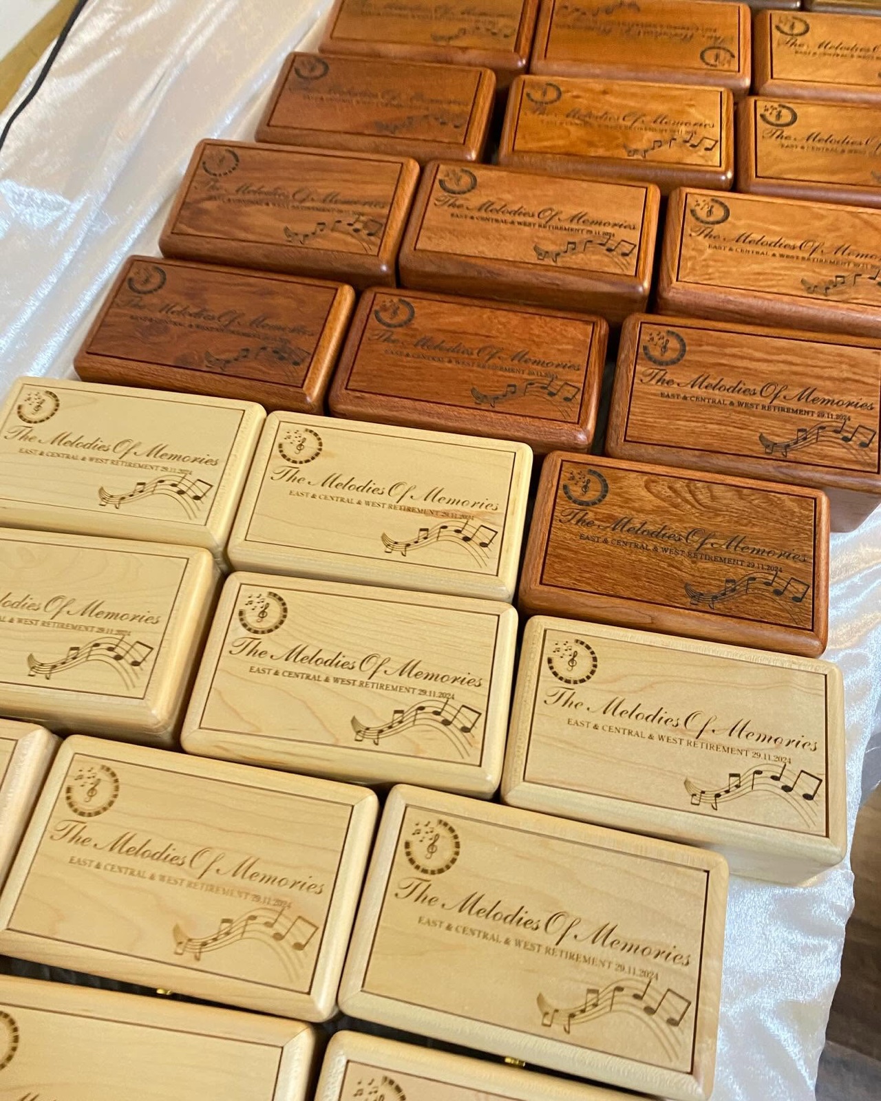 Personalised engraved wooden music box plaques