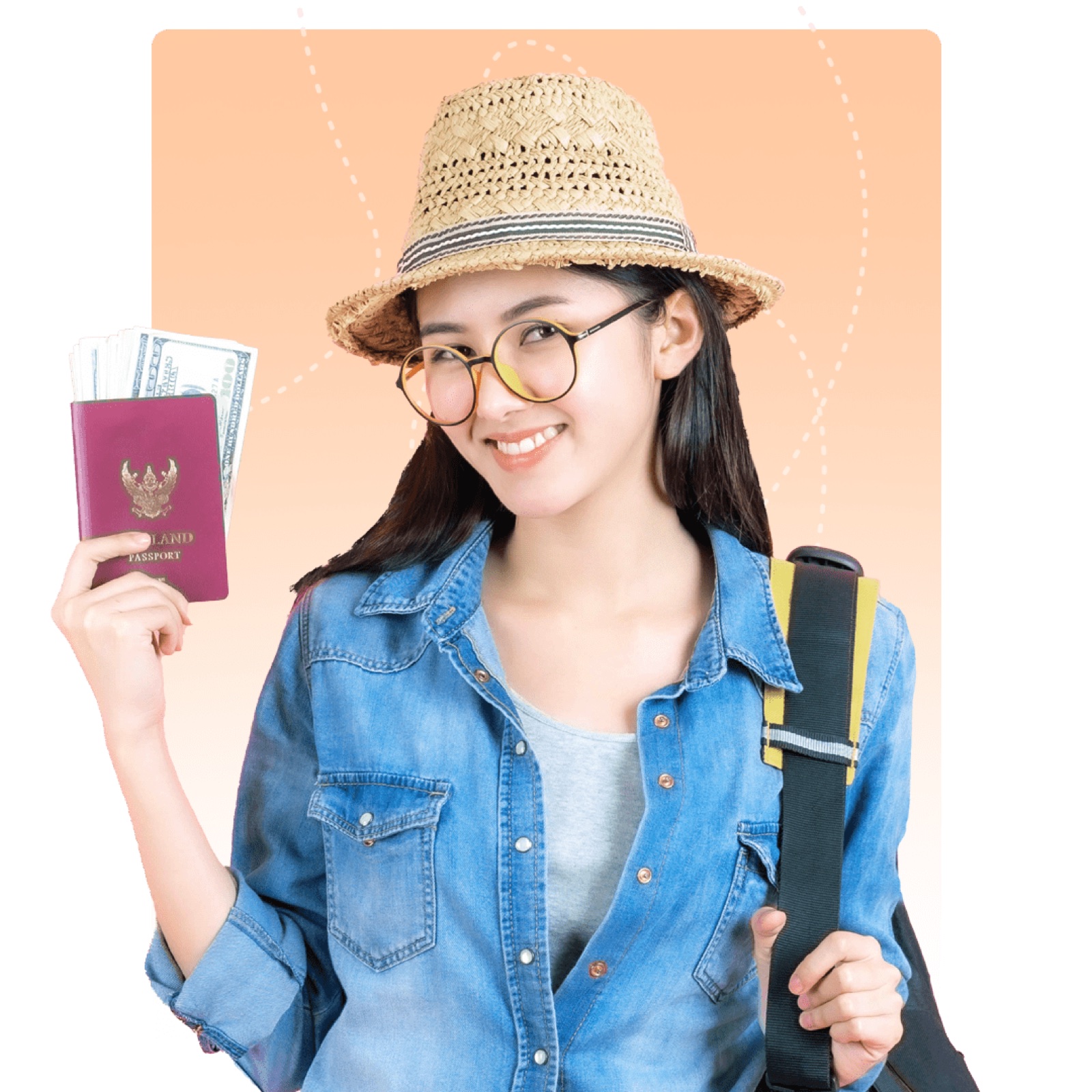 A traveller holding a passport