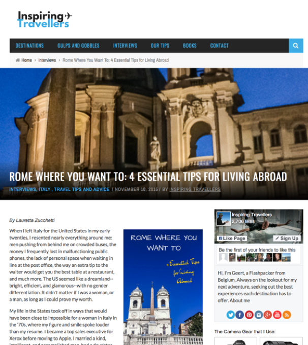 Example of a blog of the kind targeted in blogger outreach