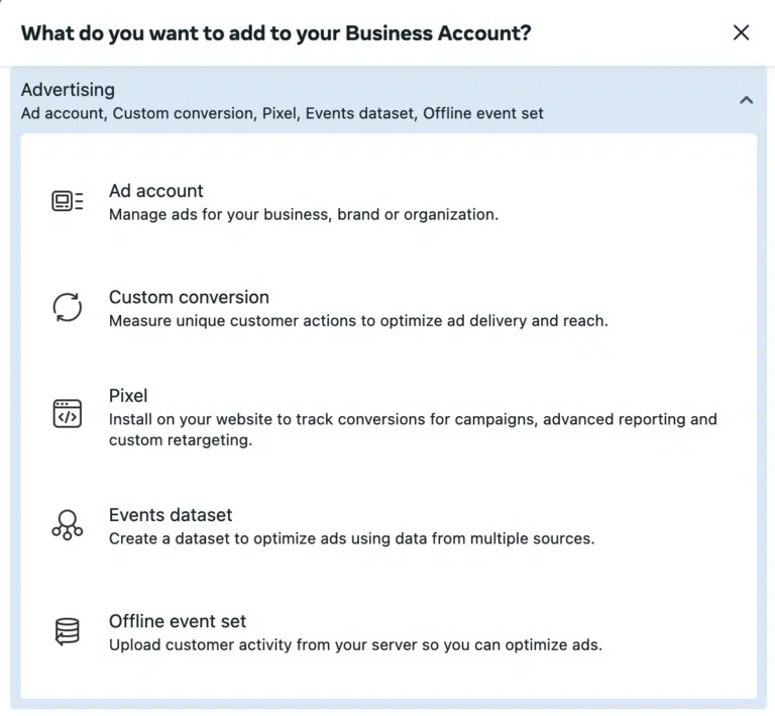 Business Manager payment settings for an ad account