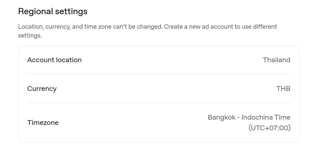 OpenAI Ads Manager showing business and account details fields for a Thai advertiser