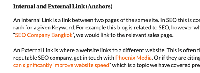 Example of internal link anchor text within article content