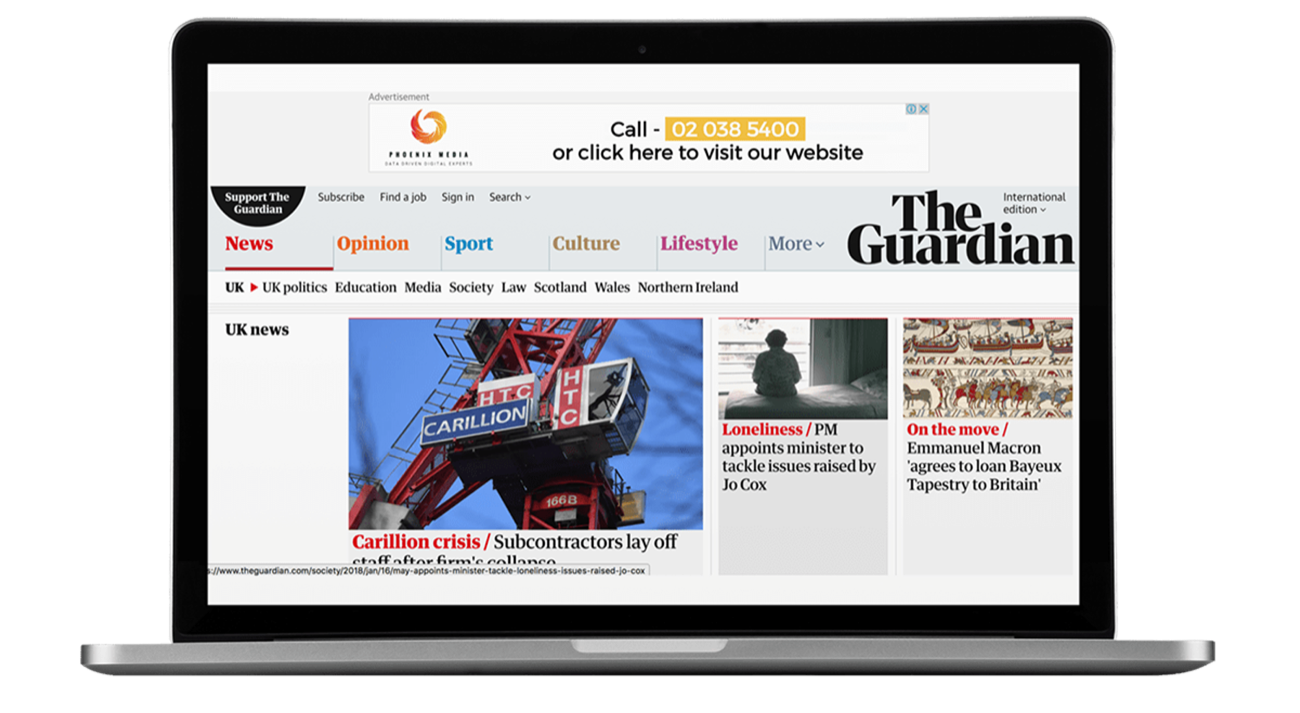 Programmatic display ad placed on a news publisher website