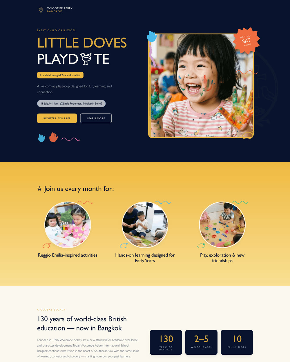 Little Doves Playdate landing page designed and built by Phoenix Media